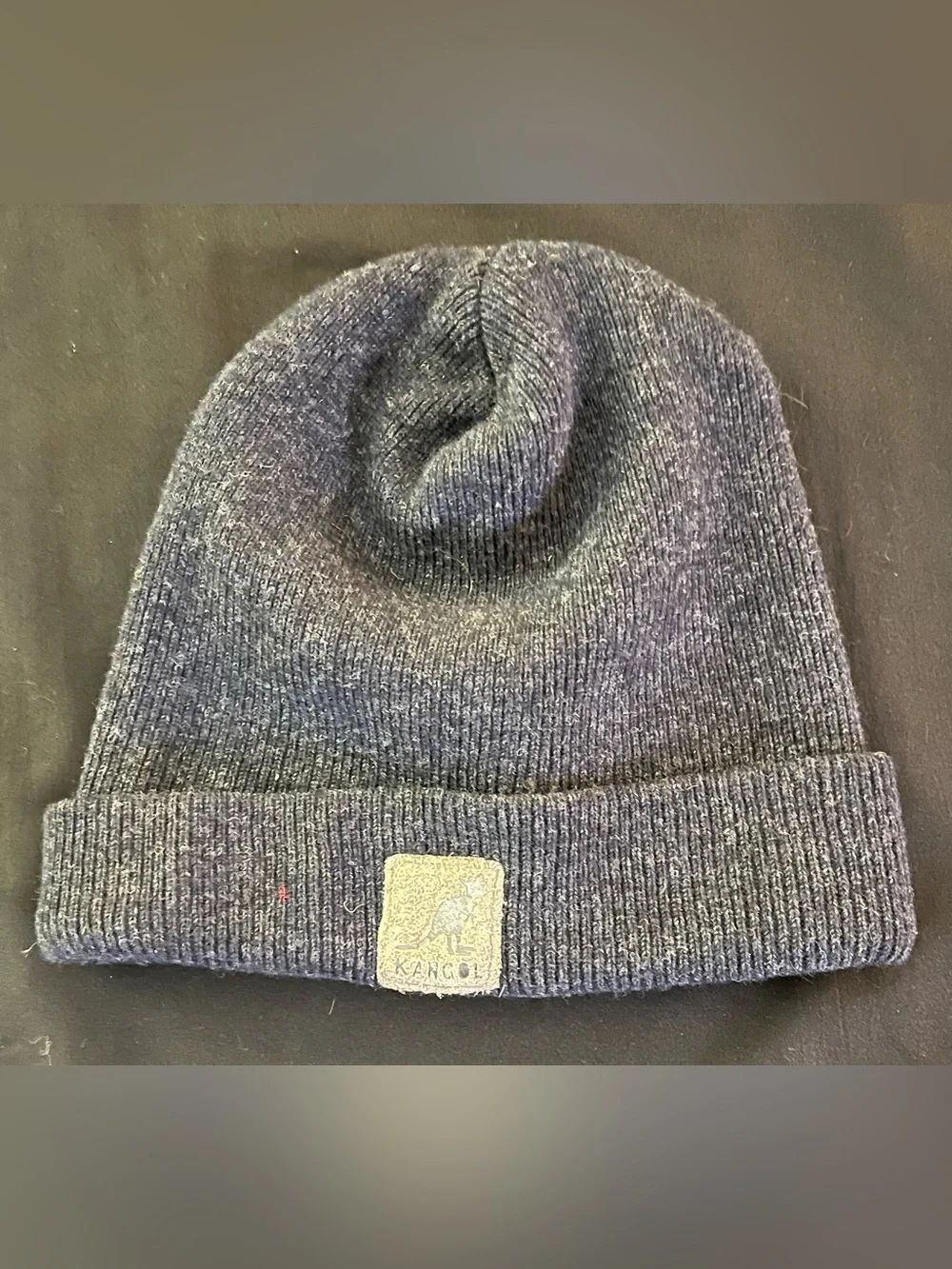 Vintage Kangol Beanie Hat Gray Charcoal Knit Cuffed Made in Great Britain OSFM